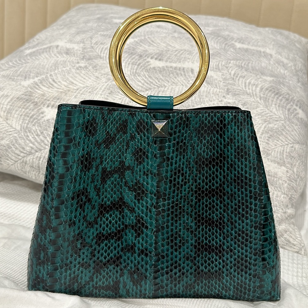 Salar Milano teal snakeskin bag